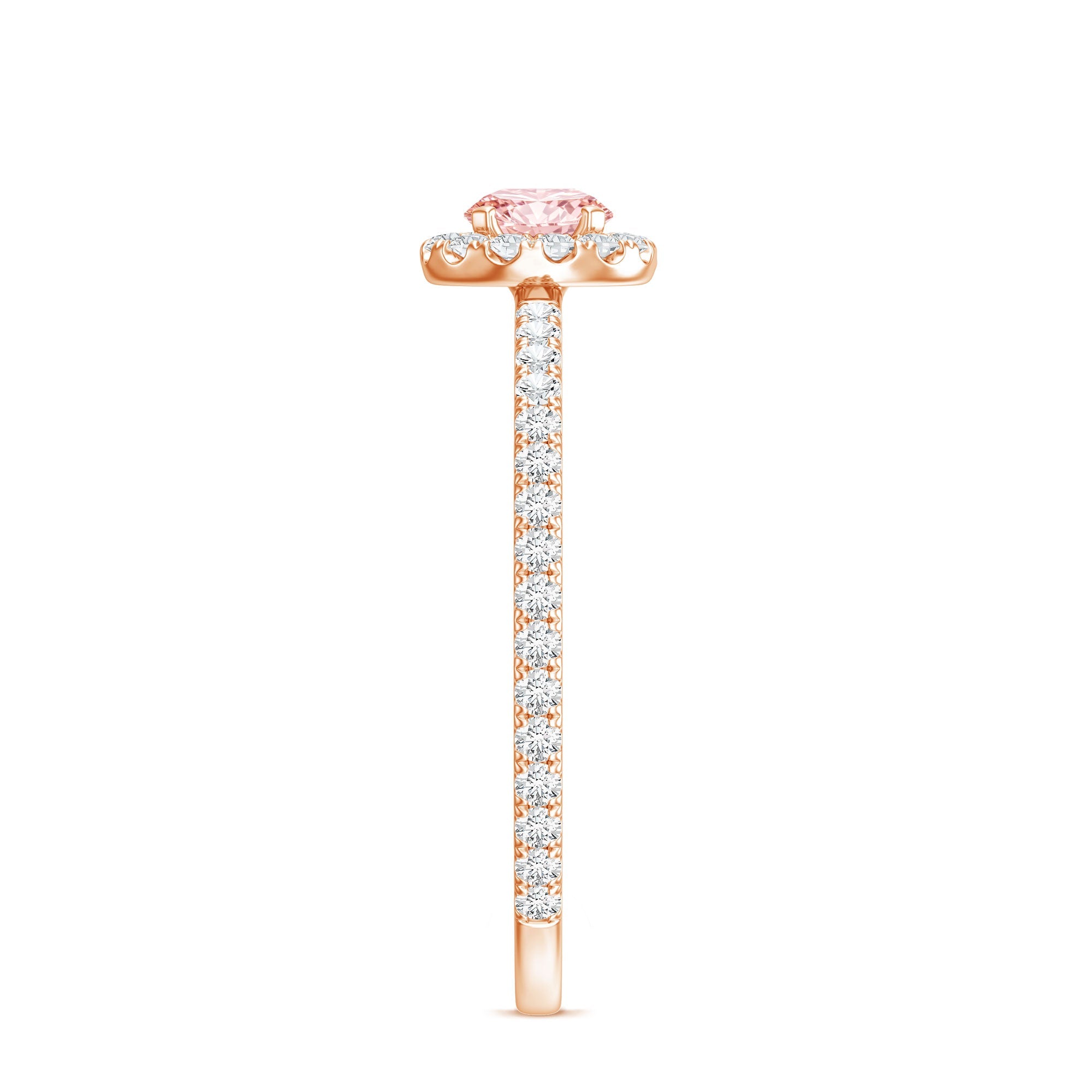 Lab Grown Pink White Diamond Halo Engagement Ring with IGI Certificate