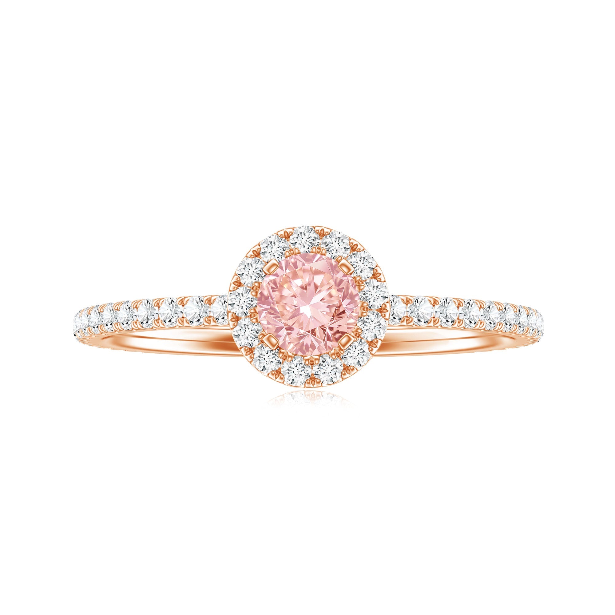 Lab Grown Pink White Diamond Halo Engagement Ring with IGI Certificate