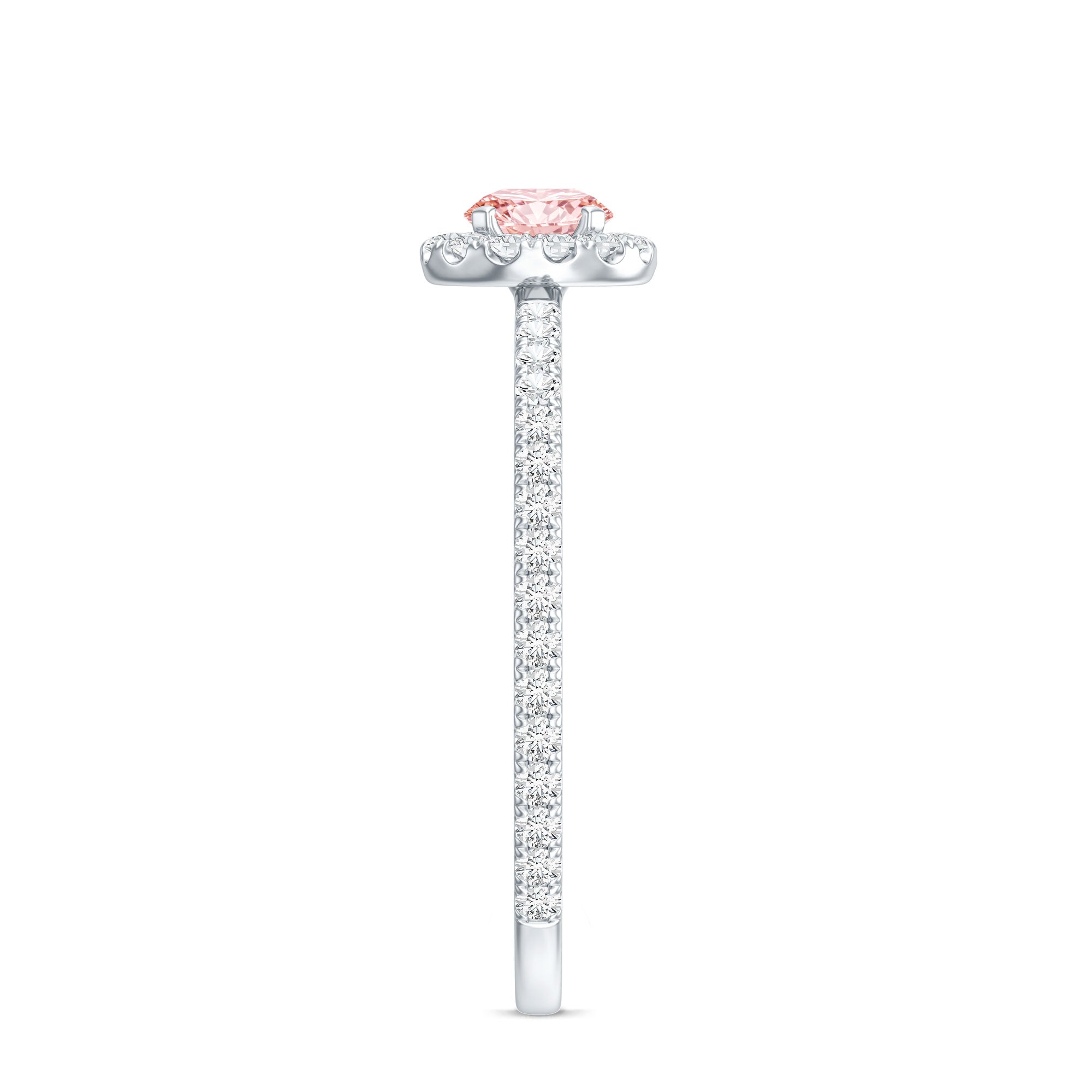 Lab Grown Pink White Diamond Halo Engagement Ring with IGI Certificate