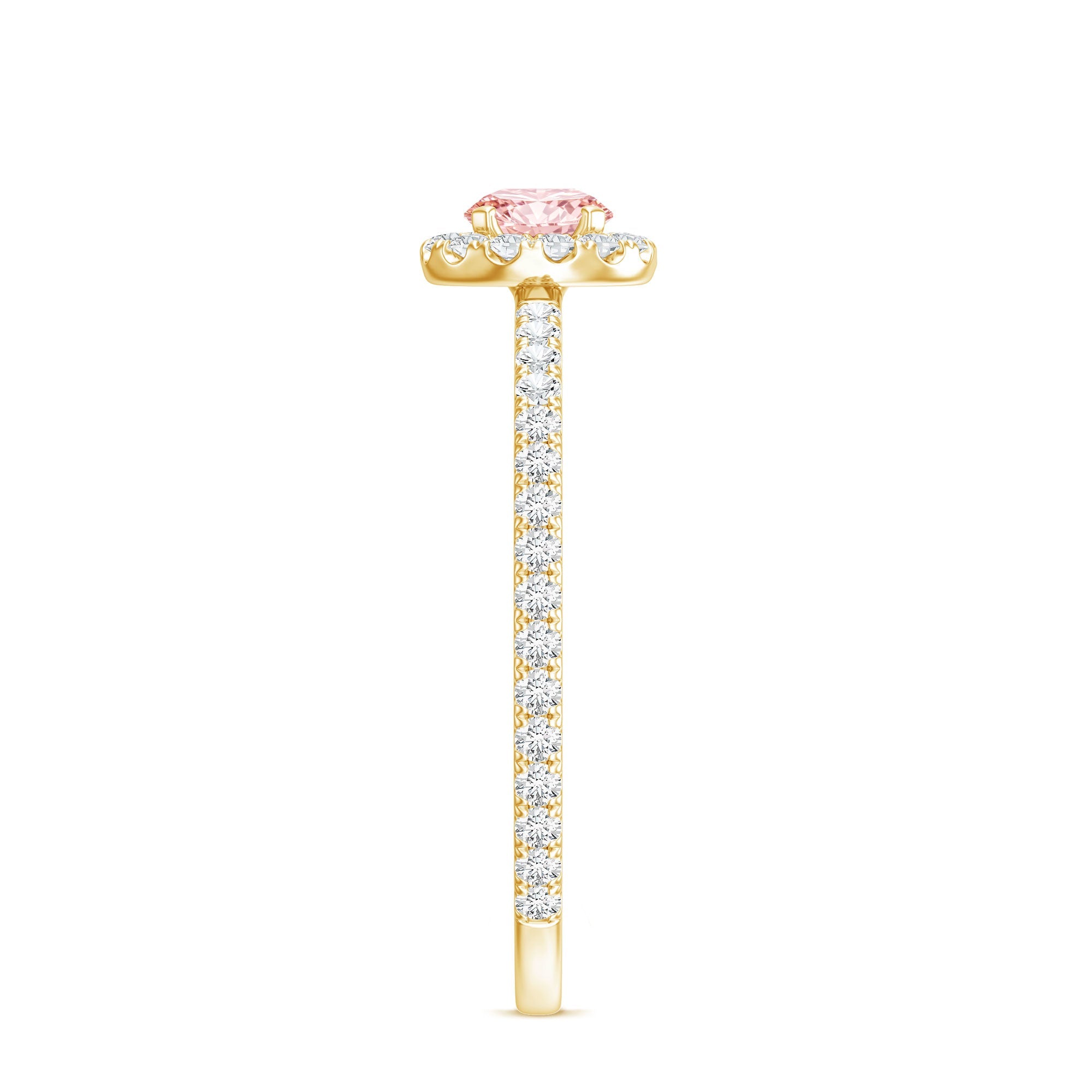 Lab Grown Pink White Diamond Halo Engagement Ring with IGI Certificate