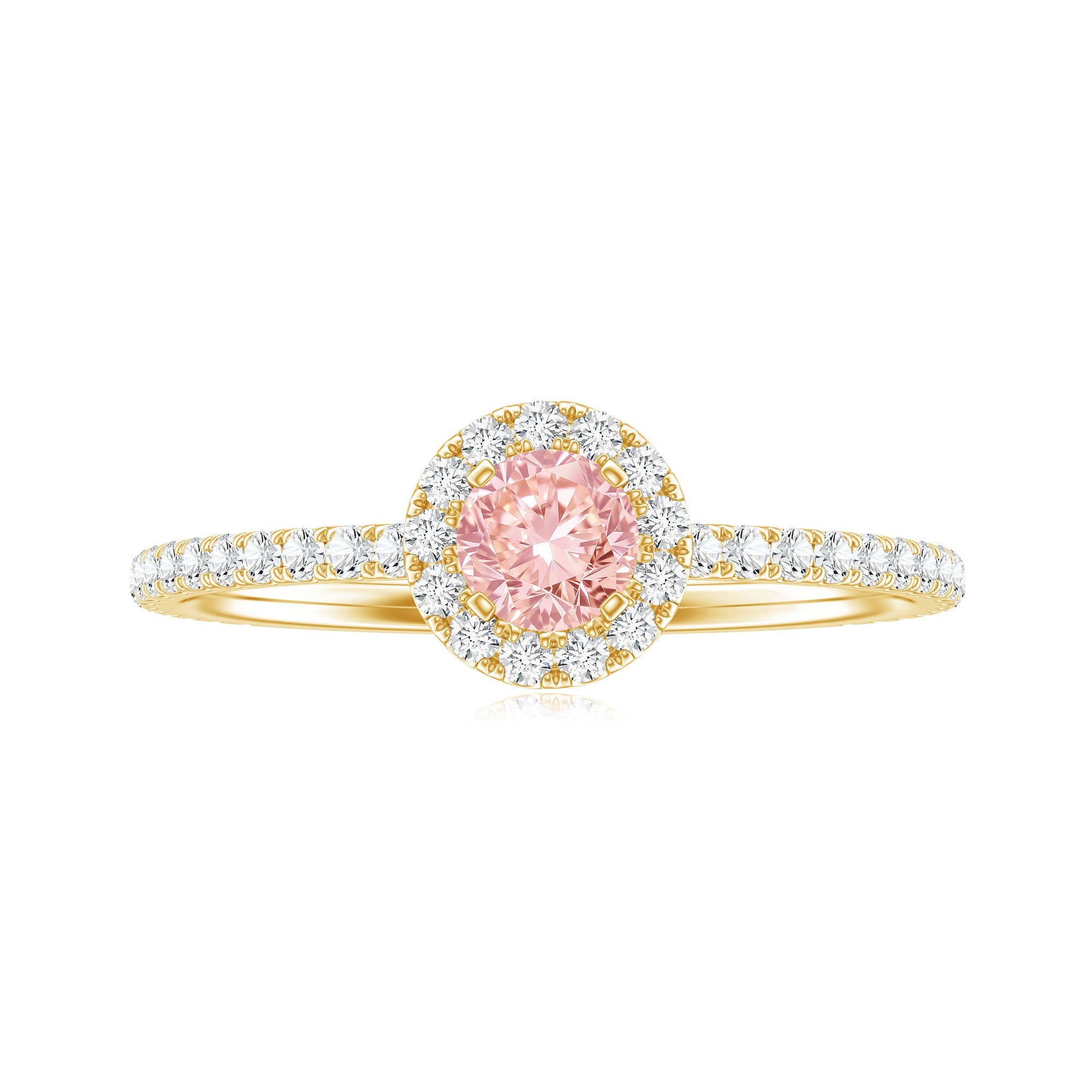 Lab Grown Pink White Diamond Halo Engagement Ring with IGI Certificate