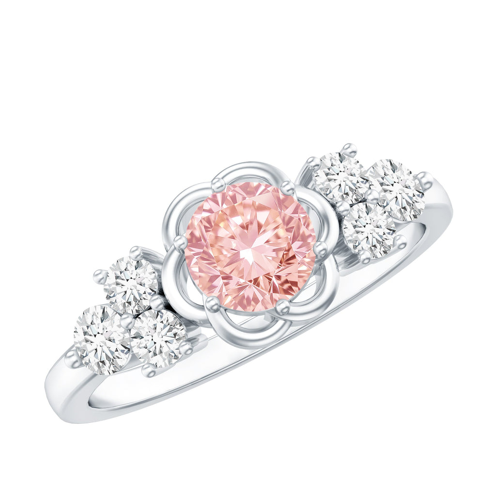 Nature Inspired Lab Grown Pink Diamond Flower Engagement Ring with IGI Certificate