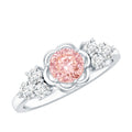 Nature Inspired Lab Grown Pink Diamond Flower Engagement Ring with IGI Certificate
