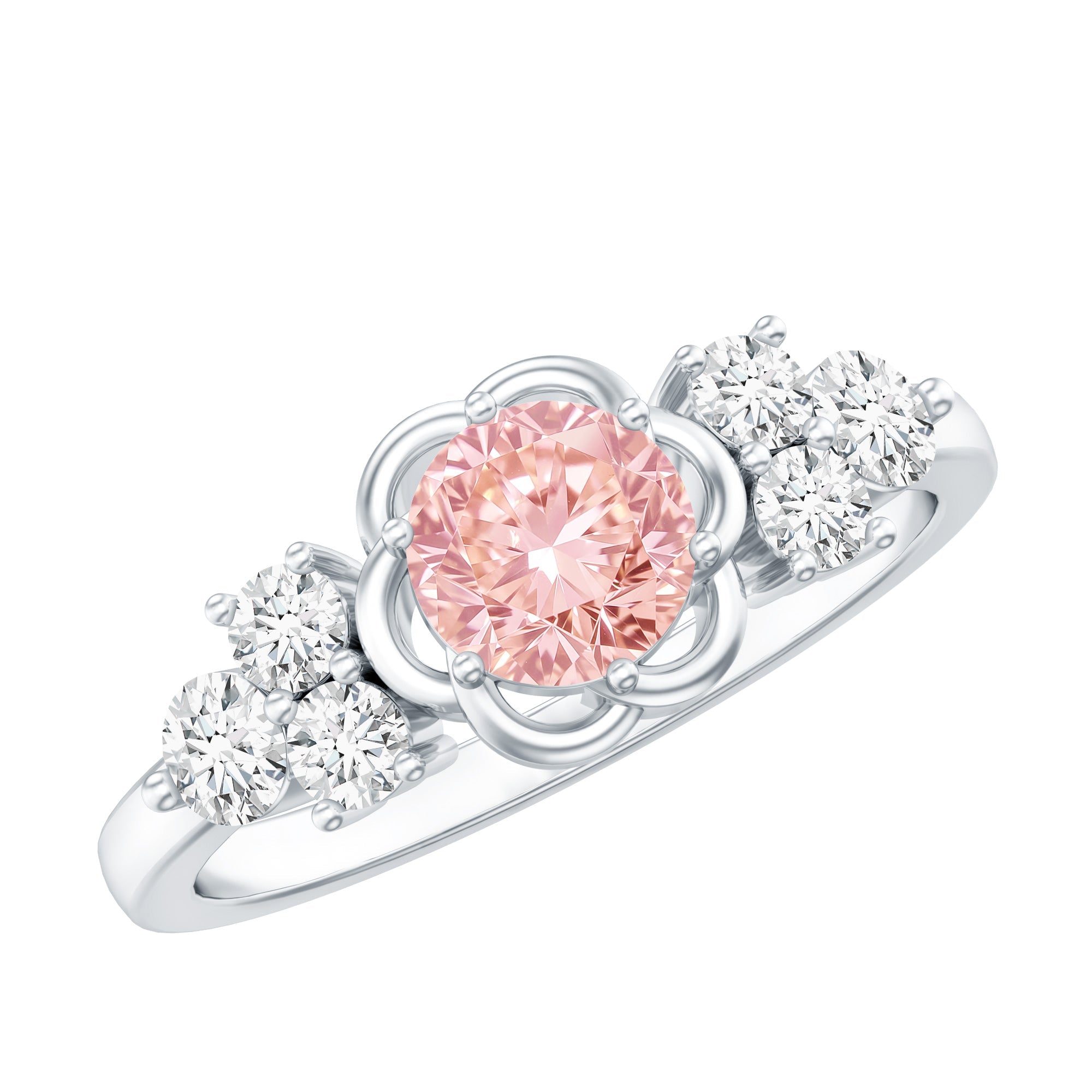 Nature Inspired Lab Grown Pink Diamond Flower Engagement Ring with IGI Certificate