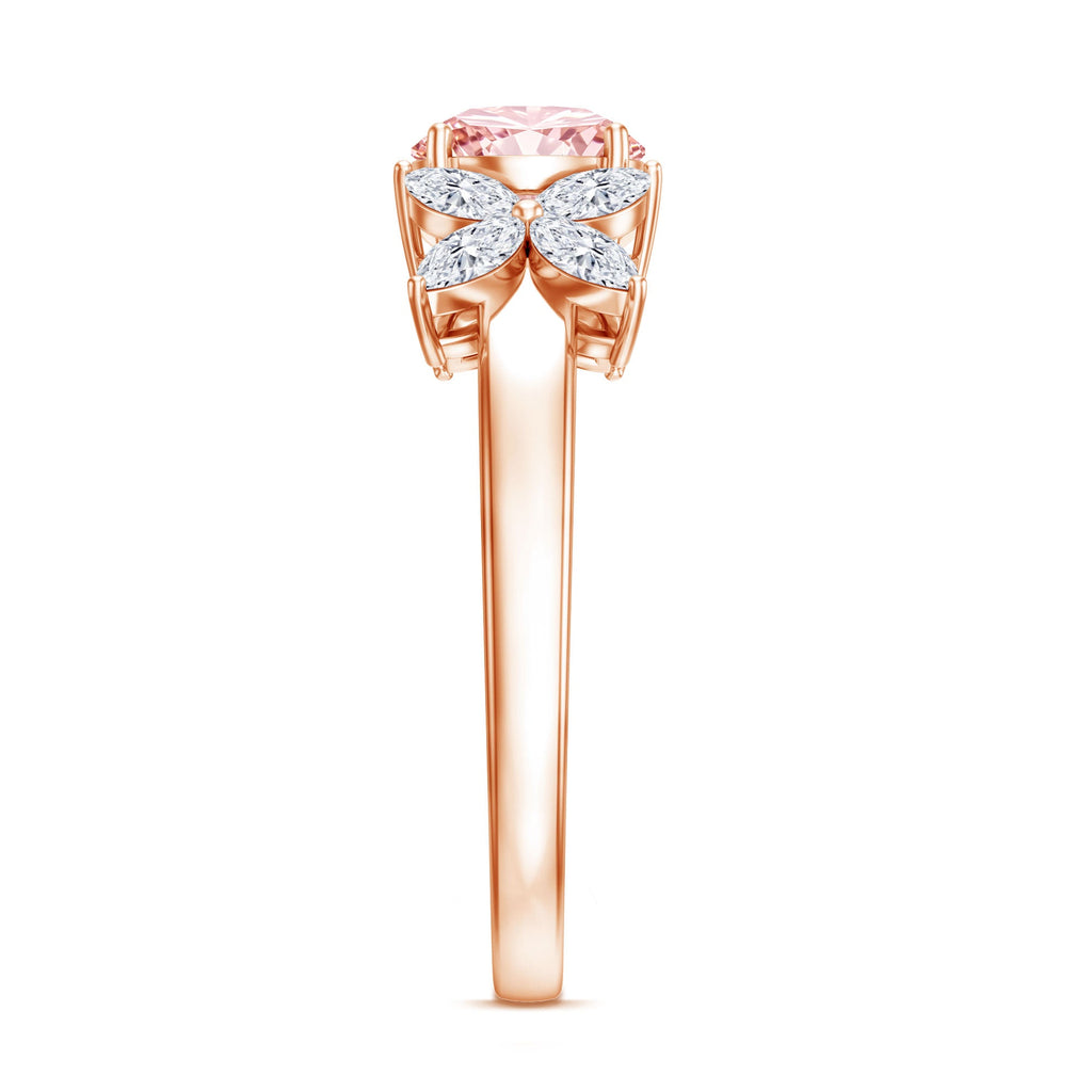 IGI Certified Lab Grown Pink White Diamond Flower Engagement Ring