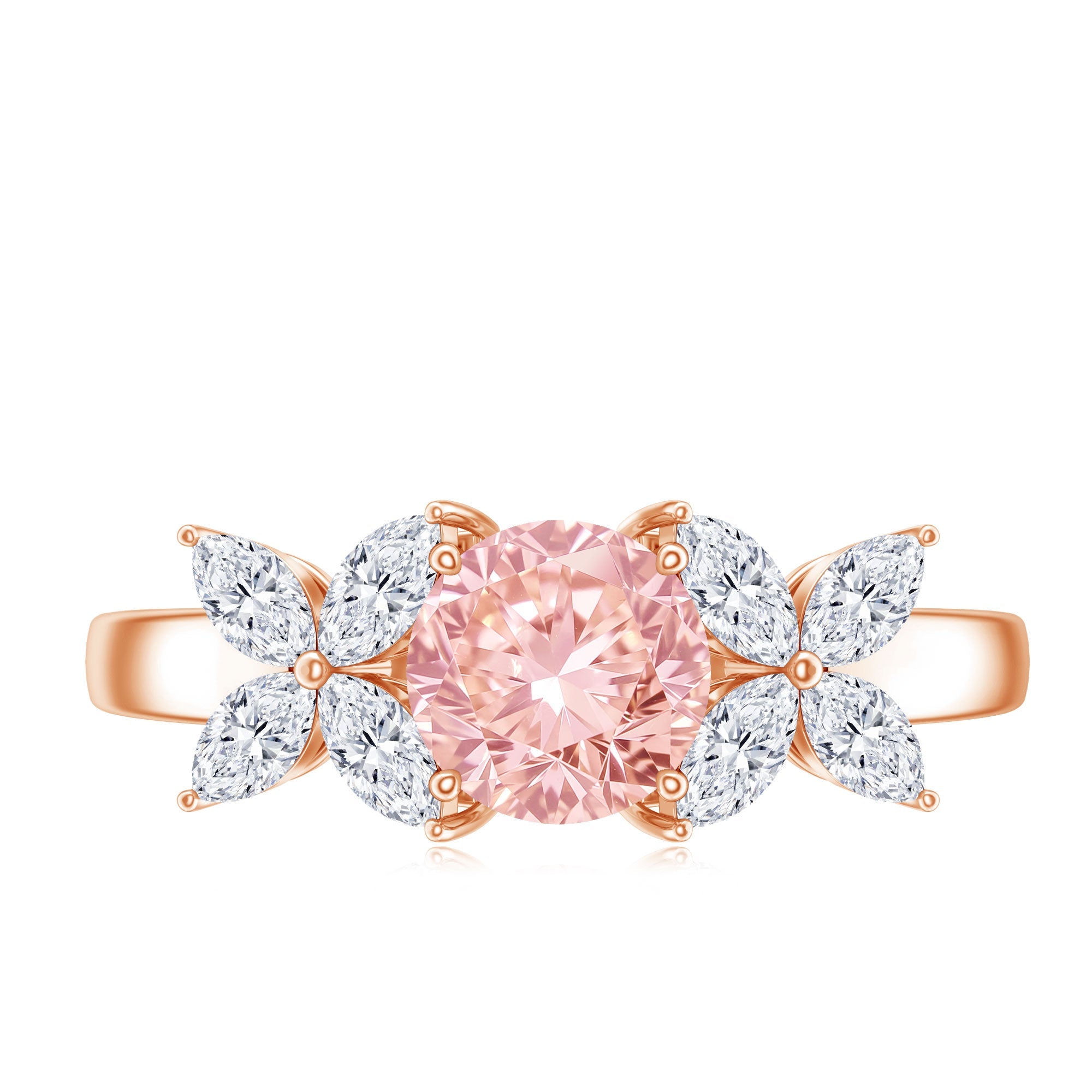 IGI Certified Lab Grown Pink White Diamond Flower Engagement Ring