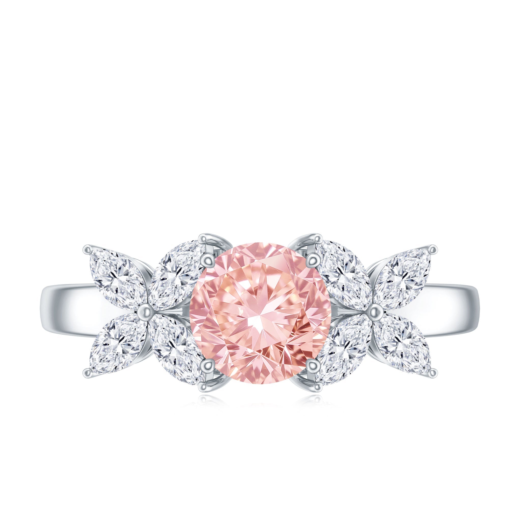 IGI Certified Lab Grown Pink White Diamond Flower Engagement Ring