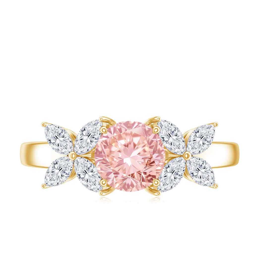 IGI Certified Lab Grown Pink White Diamond Flower Engagement Ring