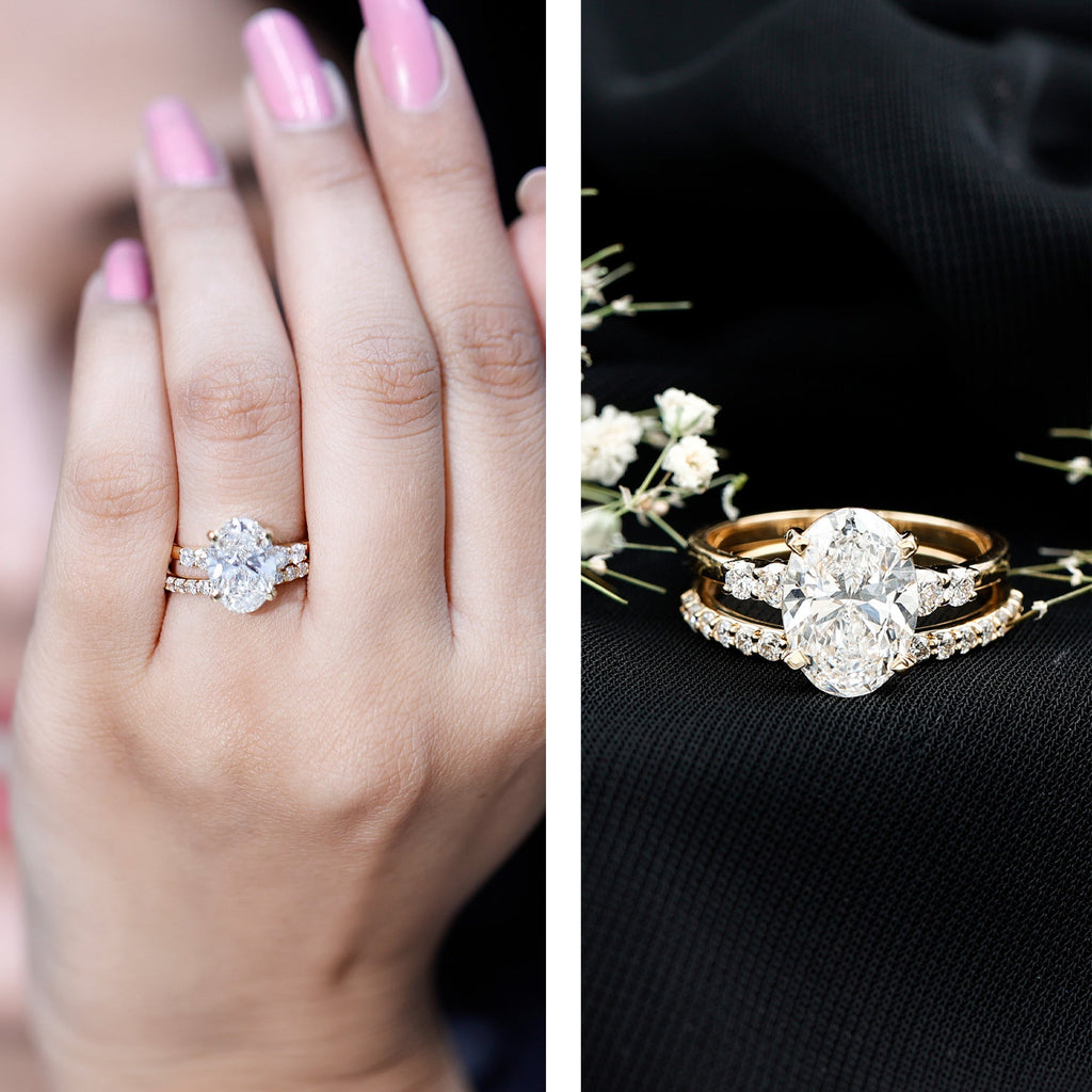 4 Carat Oval Wedding Ring Set with IGI Certified Lab Grown Diamond
