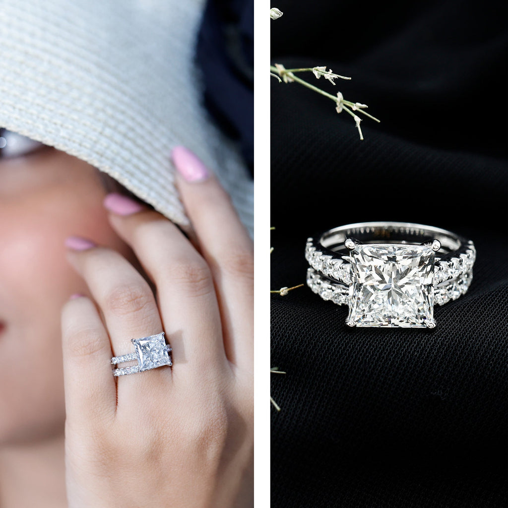 IGI Certified Huge 5 Carat Lab Grown Diamond Engagement Wedding Ring Set