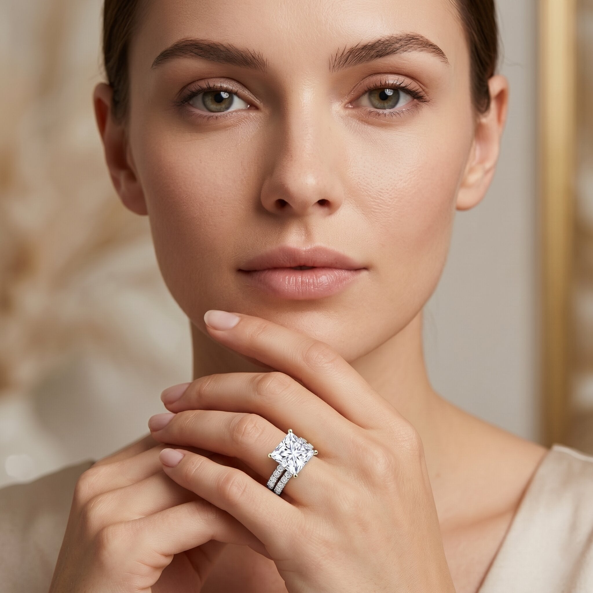 IGI Certified Huge 5 Carat Lab Grown Diamond Engagement Wedding Ring Set