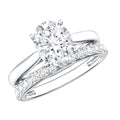 IGI Certified 2 Carat Oval Lab Grown Diamond Bridal Ring Set of 2