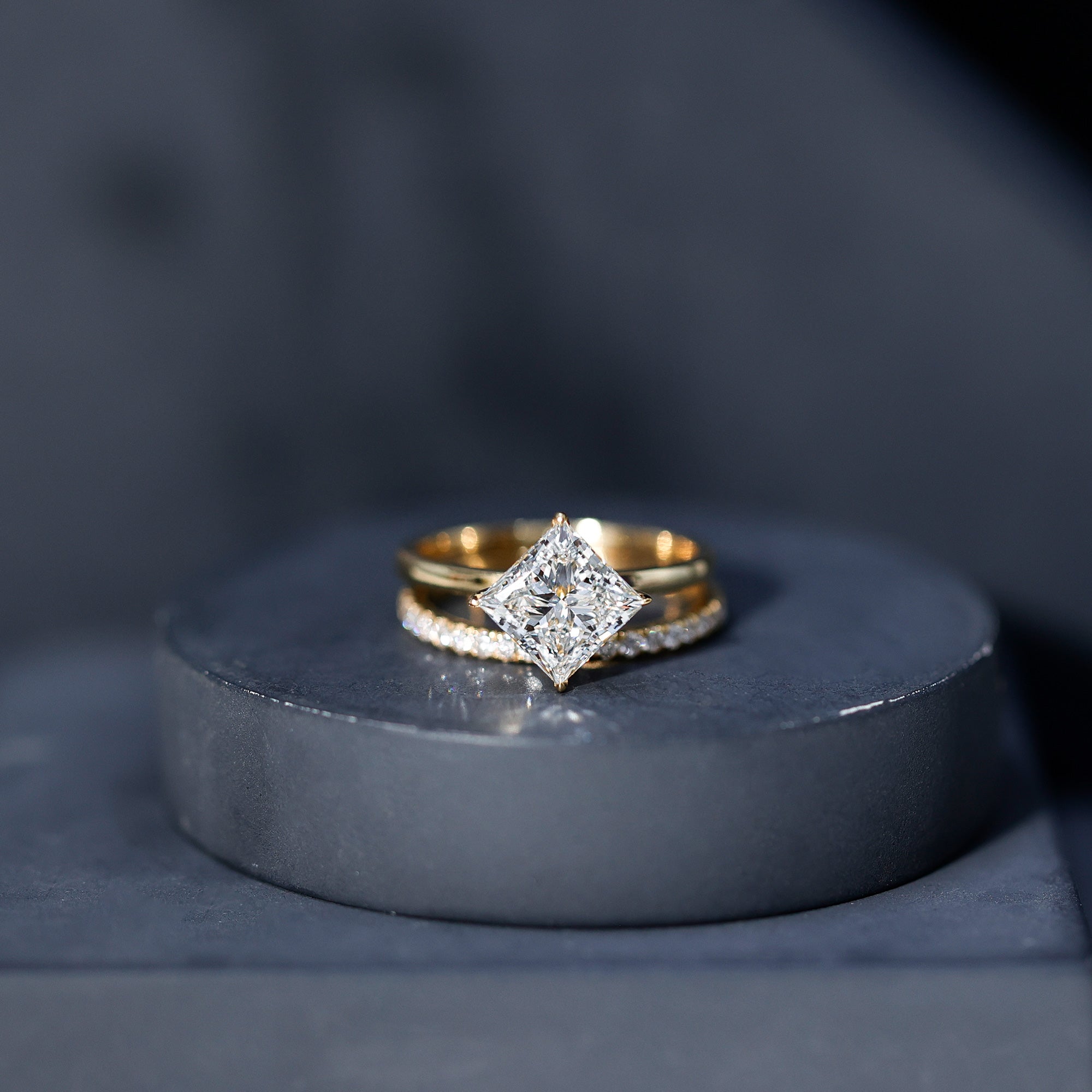 IGI Certified 2 Carat Lab Grown Diamond Princess Cut Bridal Ring Set for Her