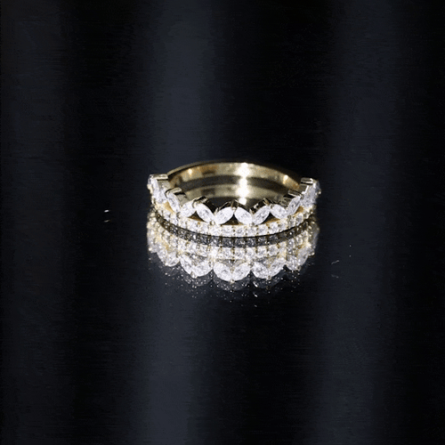 Certified Moissanite Half Eternity Wedding Band in Crown Style