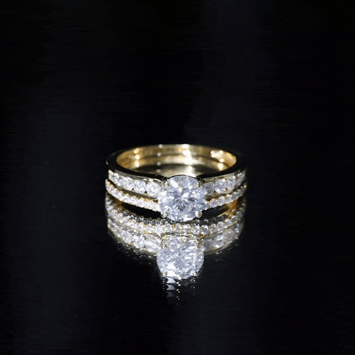 Certified 2 Carat Moissanite Engagement Ring with Wedding Band