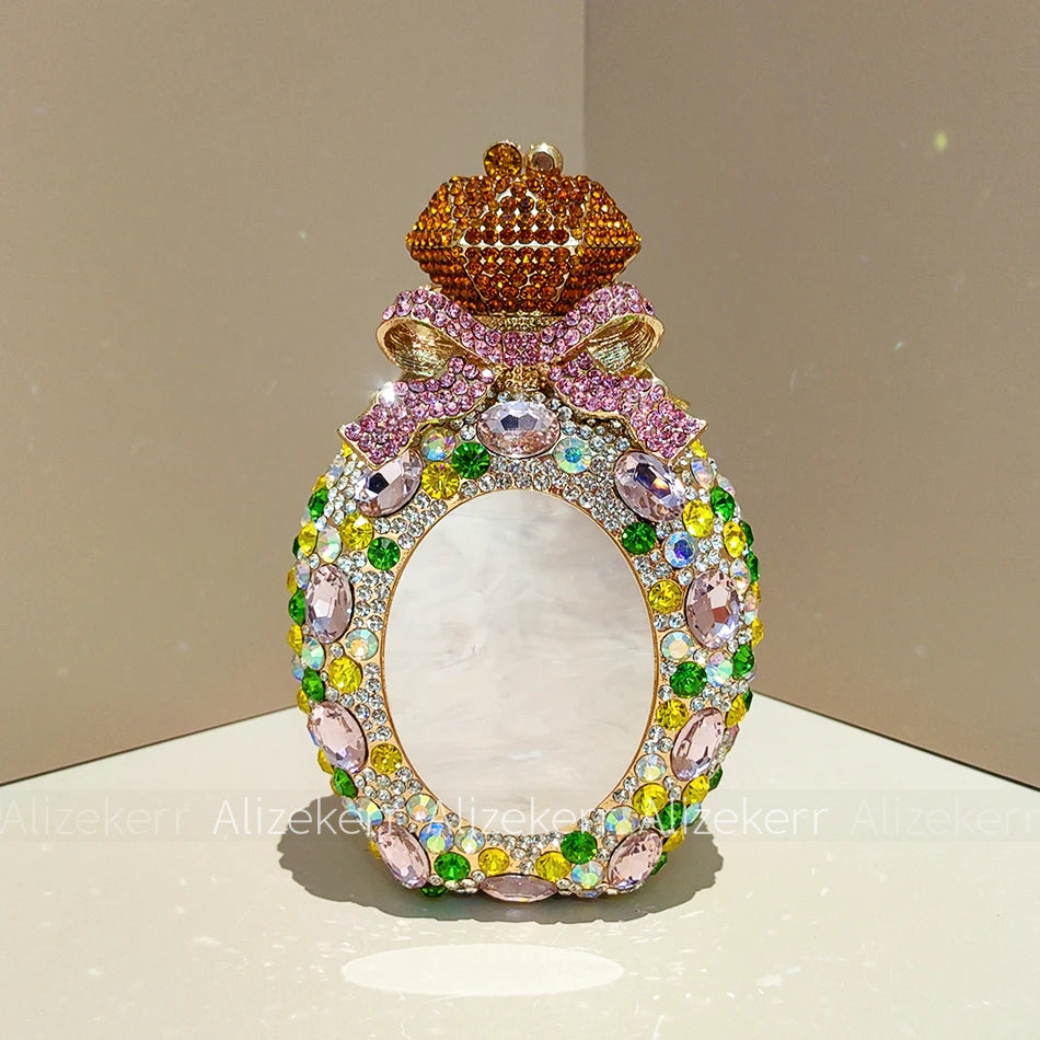 Perfume Bottle Crystal Evening Clutch