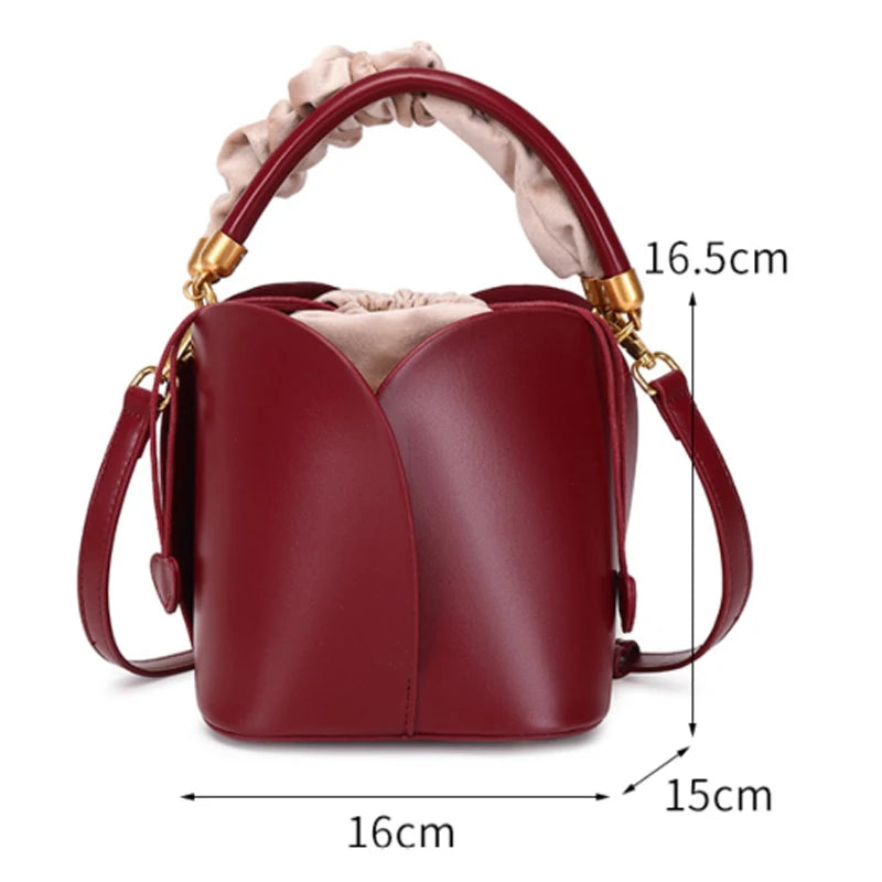 Red Bride Petal Bucket Bag Women Handbag New Vegetable Basket Crossbody Bag Single Shoulder Bag