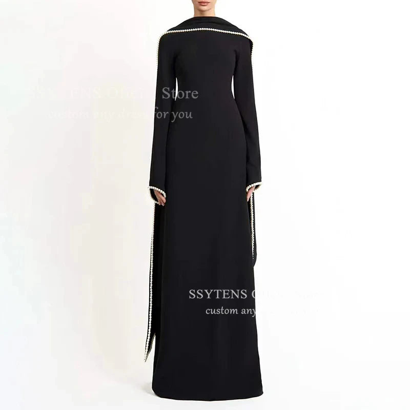 SSYTENS Modest Muslim Wedding Dresses Customized Bride Dresses Ivory Pearls Nikkah Caftan Bridal Gowns Long Vestido De Noiva