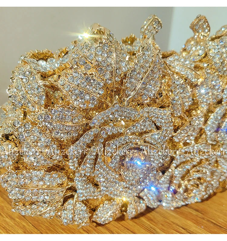 Rose Crystal Flower Evening Clutch