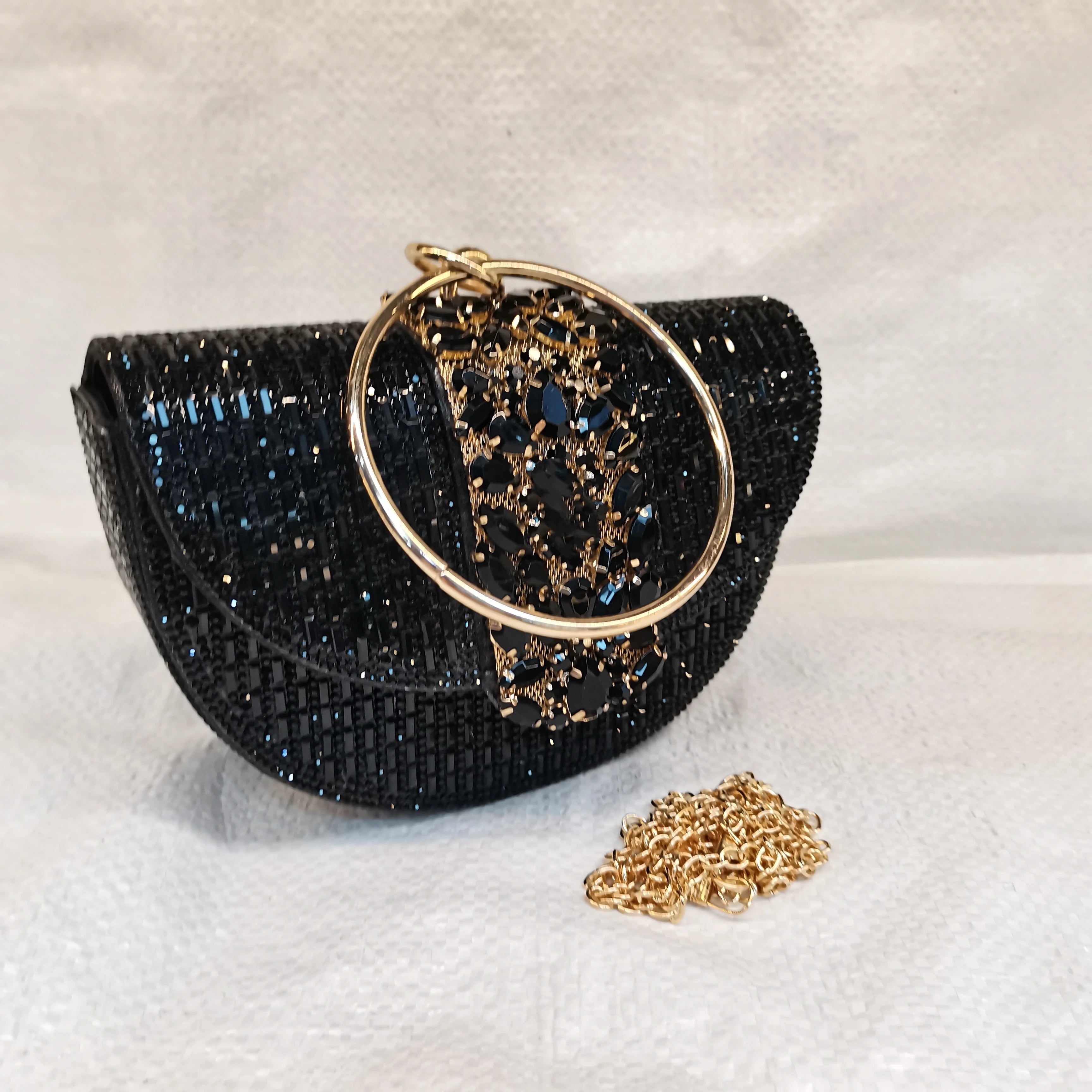 Pretty Rhinestone Clutch Evening Bag Women Wedding Party Purse Evening Banquet Round Bag European Exquisite Bridal Purse Para
