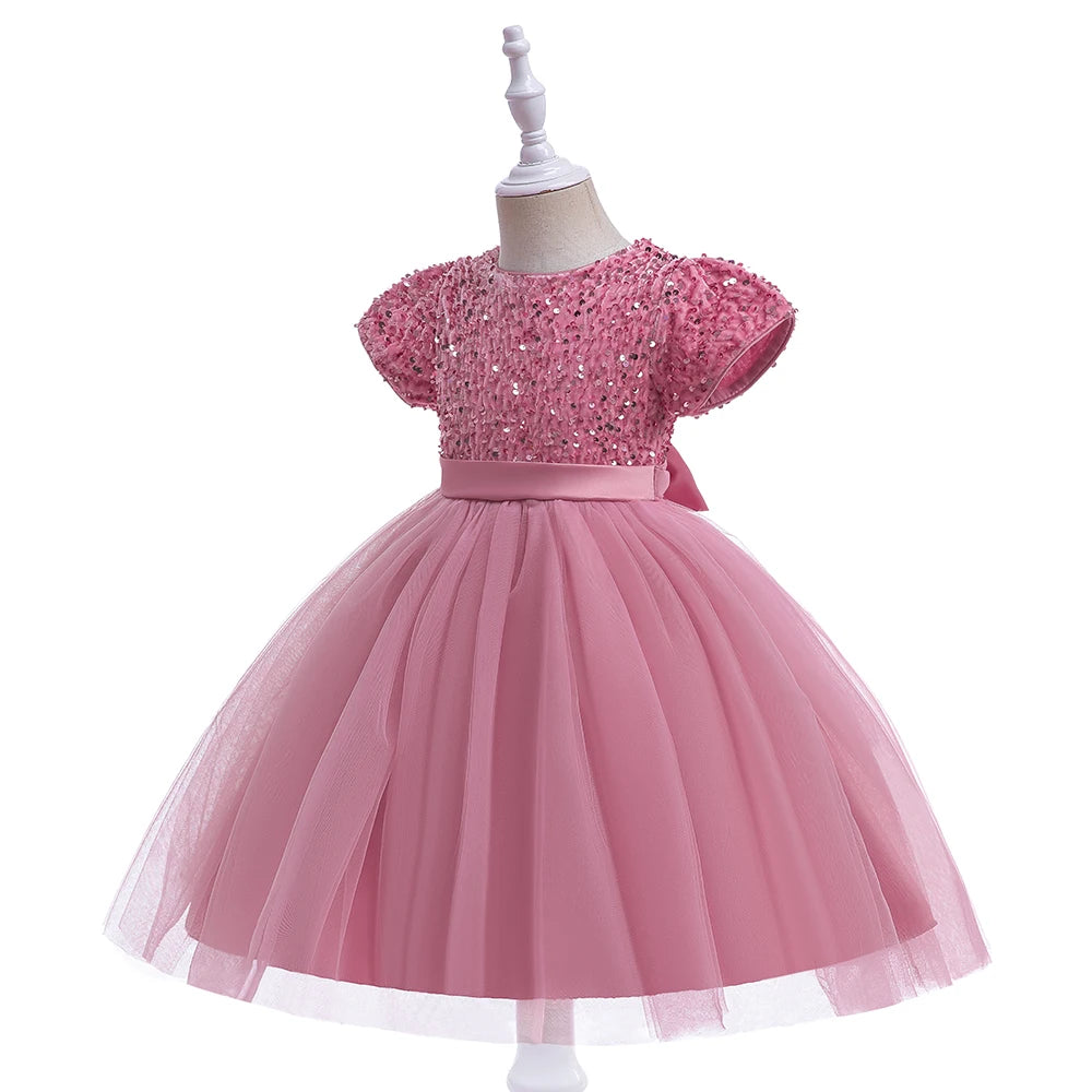 Sequin Bow Party Dress for Girls