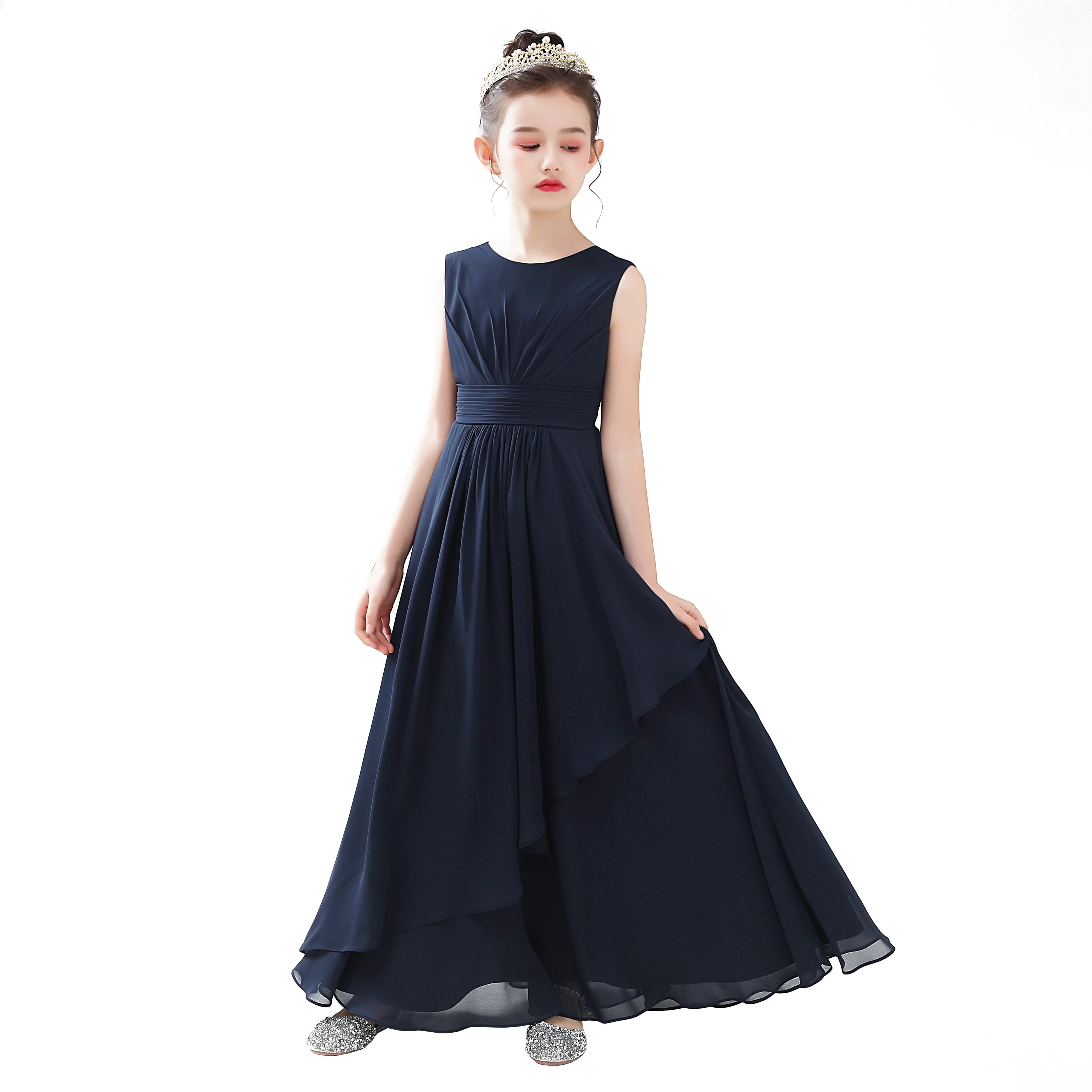 Chiffon Bow-Sash A-Line Flower Girl Dress