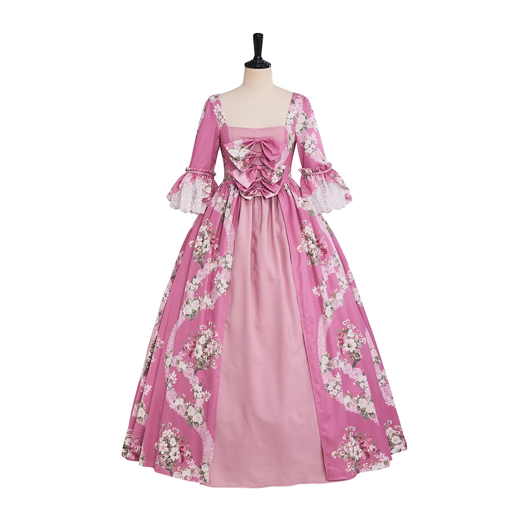 18th Century Rococo Floral Dress Victorian Royal Princess Wedding Ball Gown Marie Antoinette Baroque Gothic Lolita Walking Costu