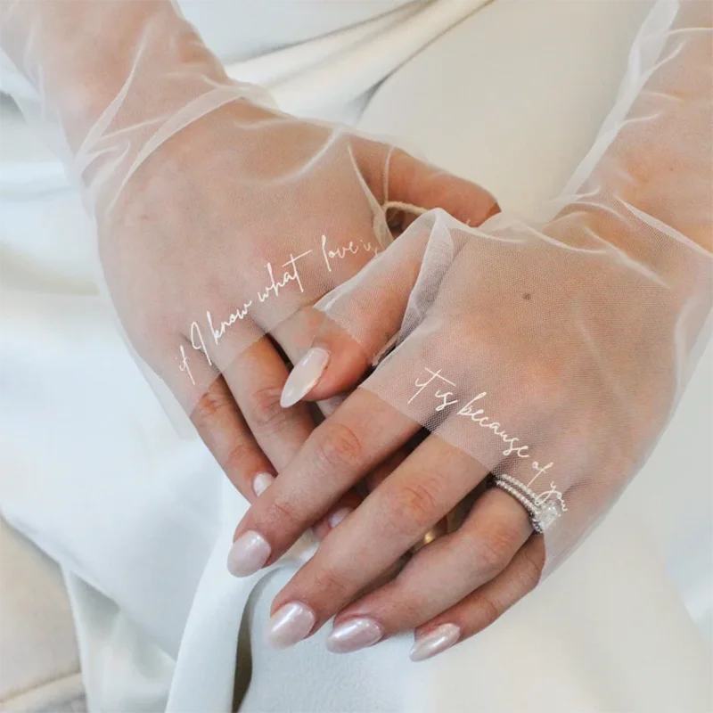 Personalized Bridal Gloves Soft Tulle Fingerless Sleeves Wedding Hand Decor Accessories Ideal For Wedding Ceremony Bridal Shower