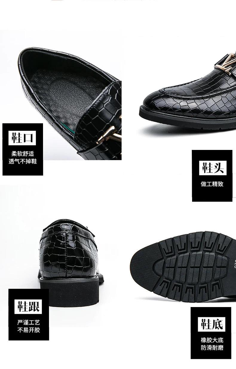 Four Seasons Men's High-end Business Formal Leather Shoes British Style Casual Fashion Texture Cover Green Size 38-47
