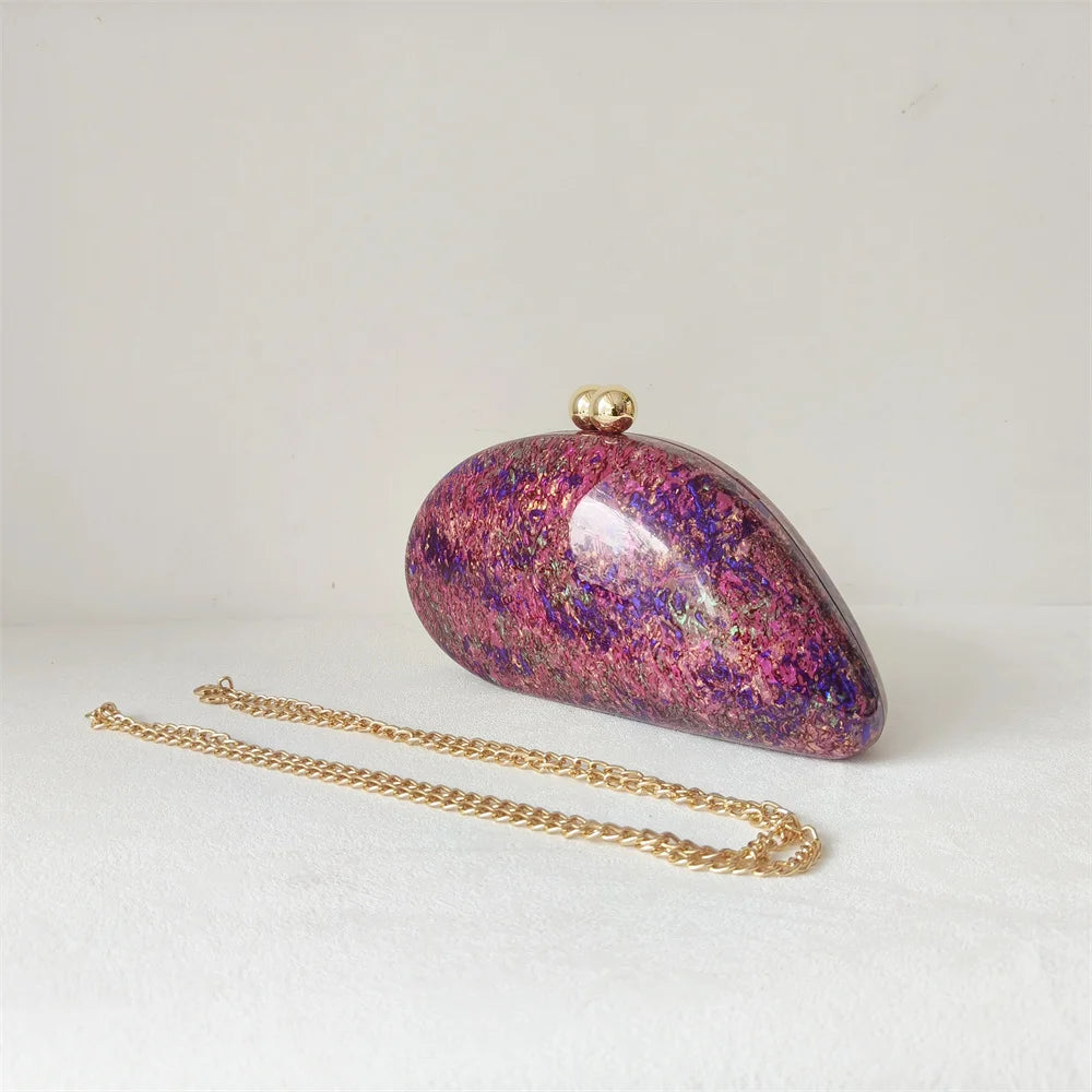 Oval Shell Acrylic Crossbody Clutch