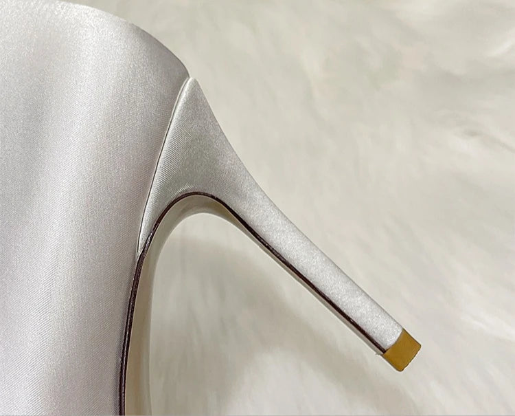 Pumps Women Shoes Wedding Shoes White High Heels Women's Satin Bridal Shoe Bridesmaid Shoes Large Size 42 43