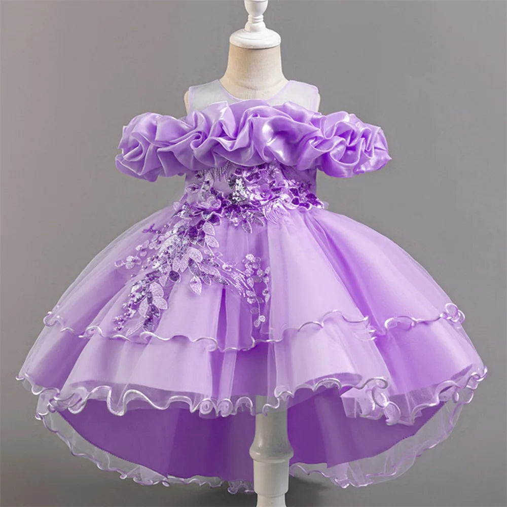 Pink Tulle Princess Flower Girl Dress