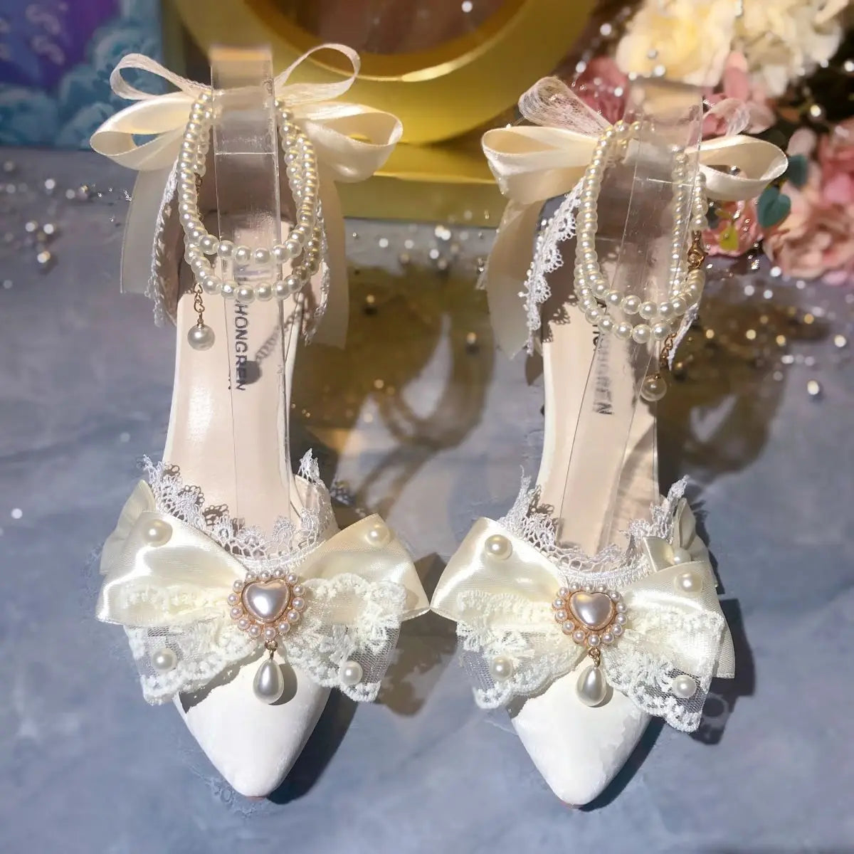White Mary Jane Bridal Heels