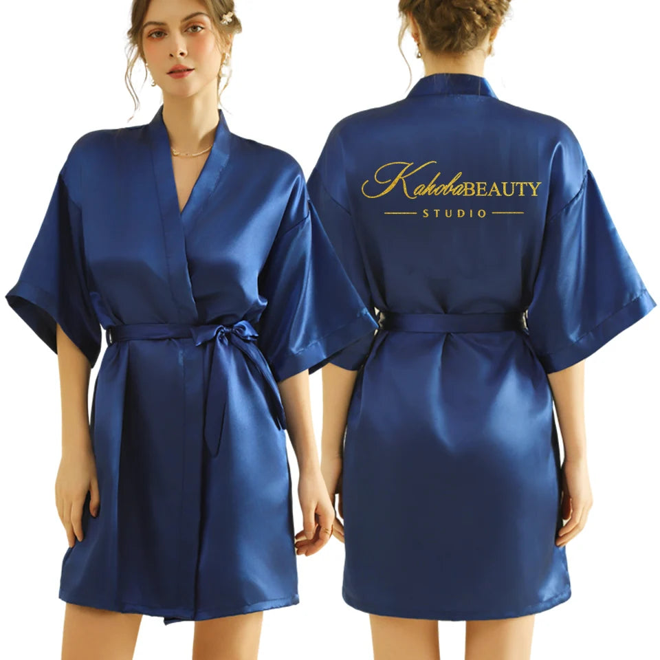 Personalized Text Logo Wedding Bathrobe Bridal Robe Bride Bridesmaid Wedding Robes Woman Bachelorette Hen Party