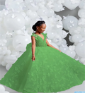 V-Neck Butterfly Pearl Flower Girl Dress