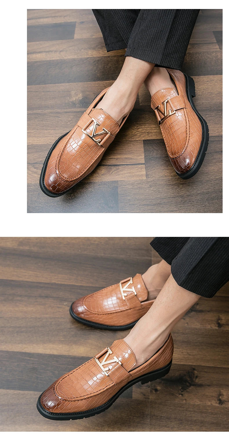Four Seasons Men's High-end Business Formal Leather Shoes British Style Casual Fashion Texture Cover Green Size 38-47
