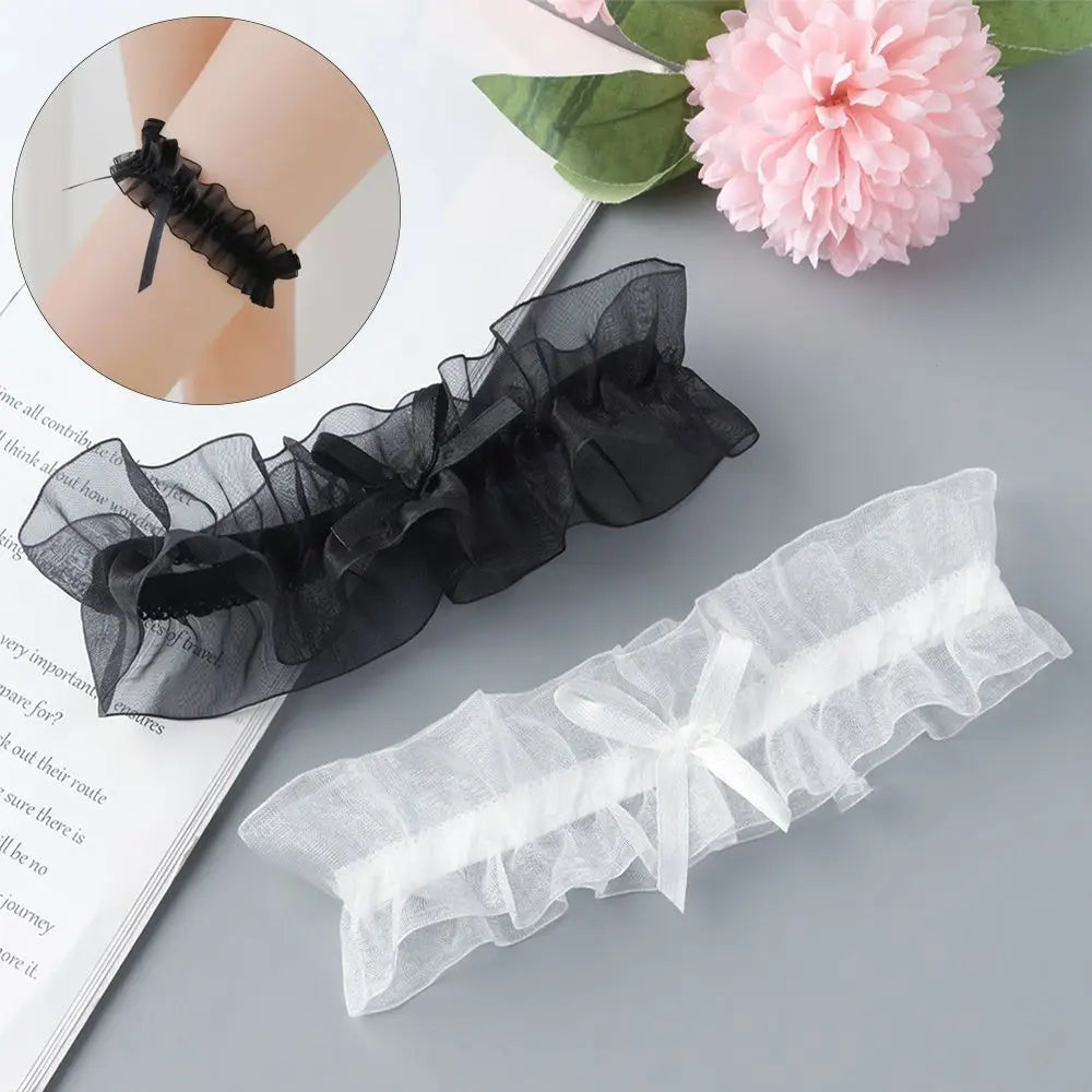 Fashion Lace Garter Thigh Ring Lingerie Wedding Garter Belt Bowknot Lace Elastic Leg Ring Bride Cosplay Party Accessories