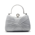 Bow Design Ruched Fashion Women Evening Bags Pink Color Sequined Glitter Metal Pearl Handbags Banquet Lady Wedding Bridal Purse