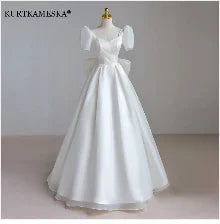 White Satin Embroidered Lace Backless Dress