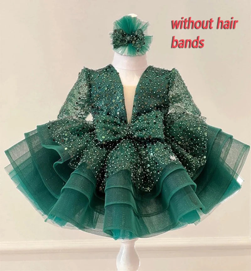 Sequined Ball Gown Flower Girl Dress