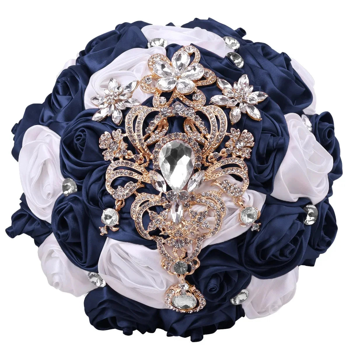 Navy Champagne Wedding Bouquet Flowers