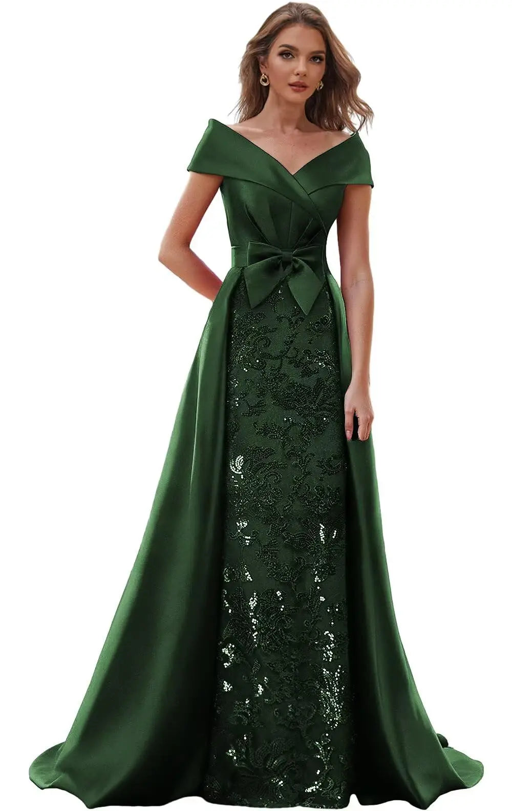 Customized Off The Shoulder Mother of The Bride Dresses for Women Wedding Guest Long Formal Dress with Bow Train 2025