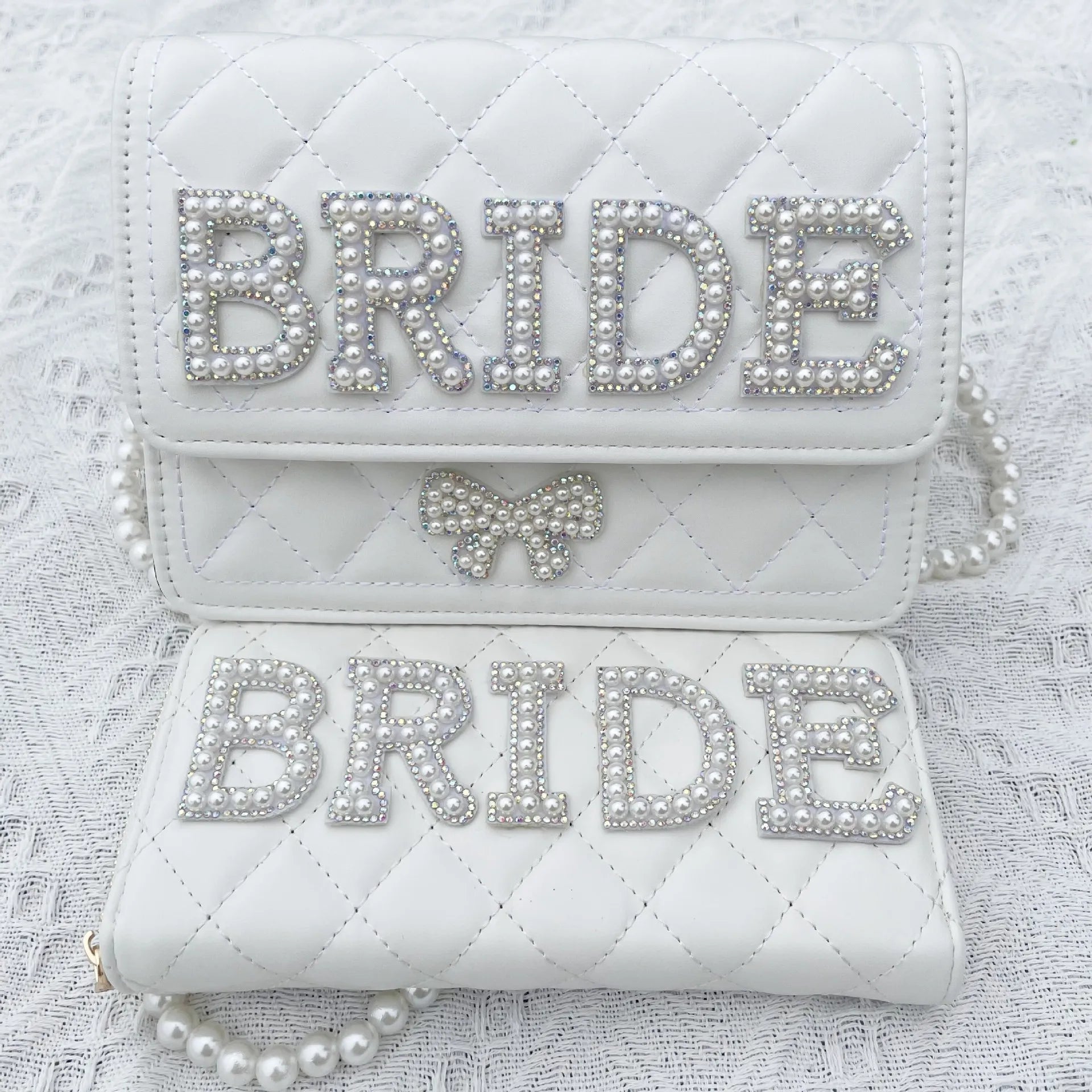 Luxury Bride Clutch Purse Boho Women Wallet  PU Wallet White Coin Purse Letter Wallet Creative Bridesmaid Storage Bag Gift