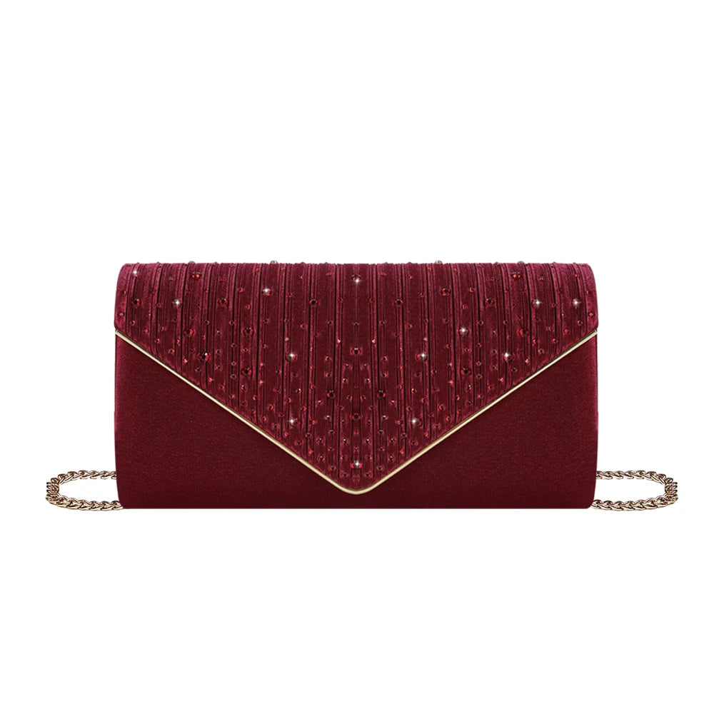 Elegant party clutch embellished with gorgeous rhinestones, paired with stunning rhinestone necklace, earrings and bracelets.