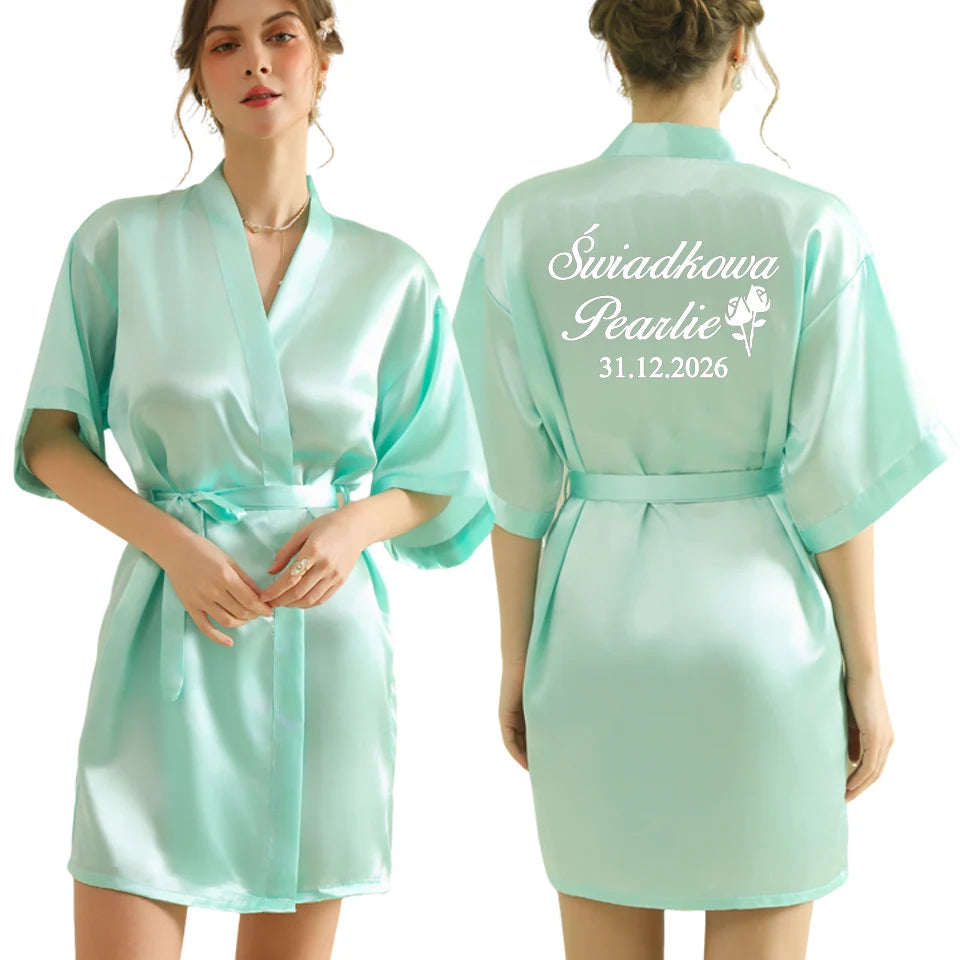 Personalized Text Logo Wedding Bathrobe Bridal Robe Bride Bridesmaid Wedding Robes Woman Bachelorette Hen Party