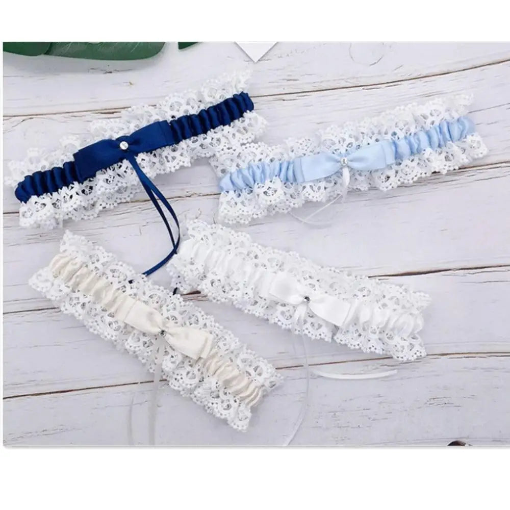 Women Girls Bridal Garter Wedding Accessories Bow Leg Loop Lace Garter Leg Ring