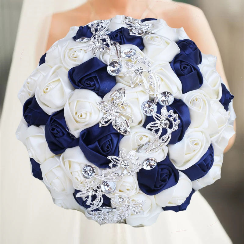 Navy Champagne Wedding Bouquet Flowers
