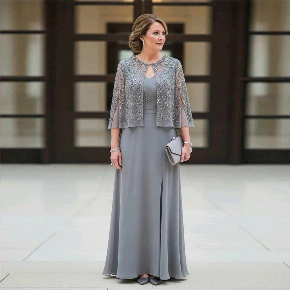 2 Pcs Mother of the Bride Dresses for Women Elegant Evening Party Dress with Jacket Long Formal Gowns for Weddings