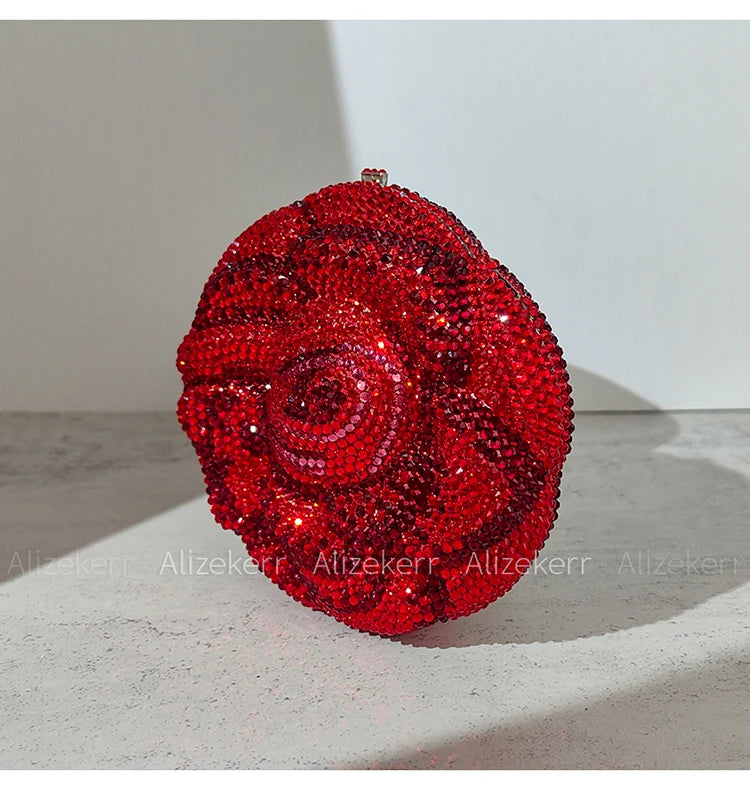 Rose-Shaped Flower Evening Clutch