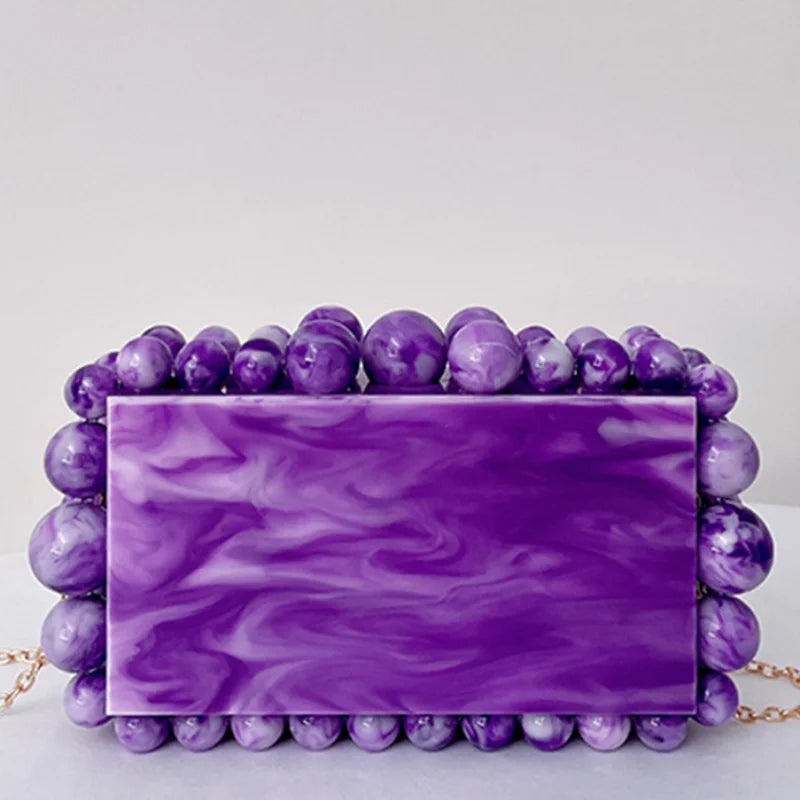 Leopard Beads Acrylic Box Evening Clutch Bag 2023 Women Designer Luxury Sequin Purses And Handbags Wedding Party Purse Clutches
